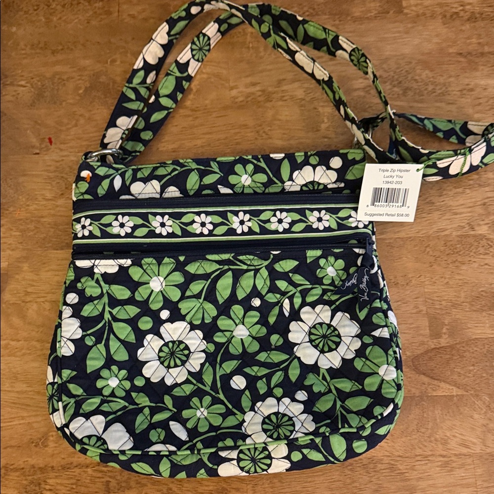 Floral Crossbody Bag - Green and White